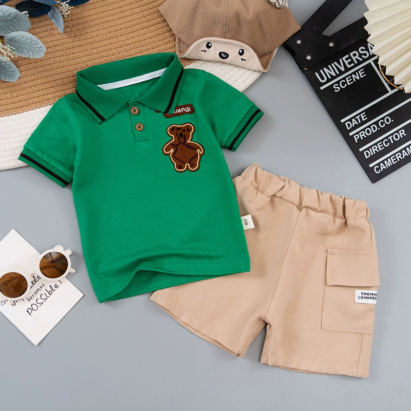 Детский набор Polo, летняя детская мода, 1–3 года, короткий рукав, мишка