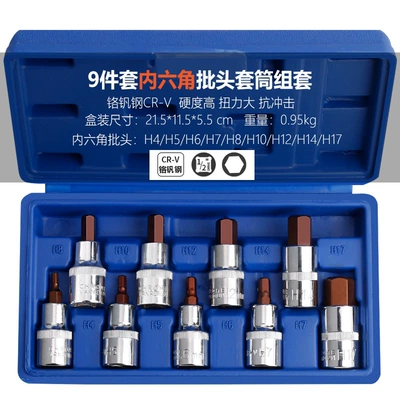 Hexagon socket lengthened socket 1/2 Mühərrik tənzimləmə alətləri - boxed-h-hexagonal-9-piece-set-55-long