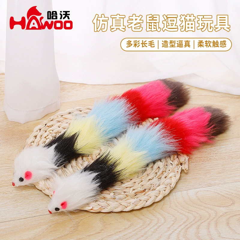 Взрывной цвет плюшевые длинные волосы мышь кошка игрушка оптом моделирование мышь игрушка звук интерактивный
