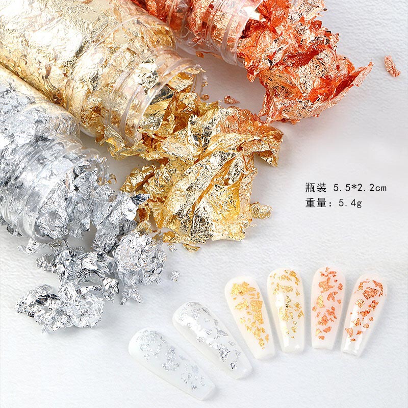 Nail Art Accessories Gold Foil Pieces Handmade Nail Decoration Materials Accessories Gold Foil Paper Gold and Silver Foil Fragments Rose Gold Nail Art Accessories Gold Foil Pieces Handmade Nail Decoration Materials Accessories Gold Foil Paper Gold and Silver Foil Fragments Rose Gold