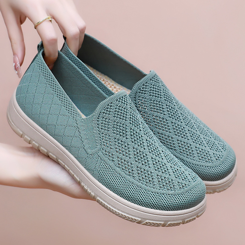 Zapatos de mujer, malla de verano, zapatos casuales transpirables, zapatos individuales cómodos y versátiles, zapatos de madre de suela blanda, zapatos de malla perezosos