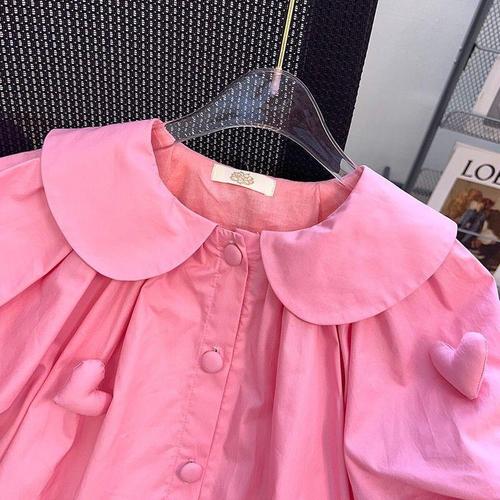 Girls Love Short Sleeve Dress  Summer New Children's Sweet and Cute Girl Internet Celebrity Summer Princess Dress