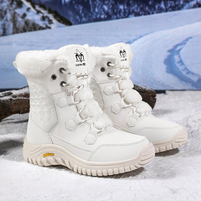 Winter New Women's Waterproof Non-Slip Snow Boots for Northeast Outdoor Use, with Plush Lining and Thickened High-Top Cotton Shoes for Women, Harbin Winter New Women's Waterproof Non-Slip Snow Boots for Northeast Outdoor Use, with Plush Lining and Thickened High-Top Cotton Shoes for Women, Harbin