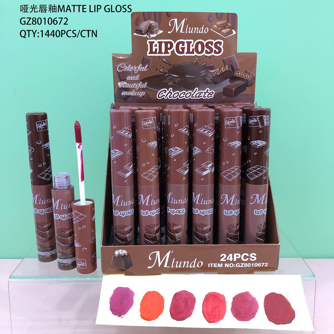 Nuevo producto Mlundo, brillo labial de 6 colores con un brillo acuoso, brillo labial en gel voluminizador para estudiantes, venta al por mayor.
