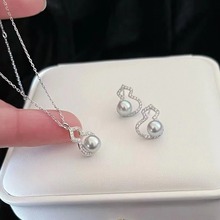 DIY珍珠耳环配件 丹桃S925银针天然珍珠葫芦珍珠耳钉托套装托女