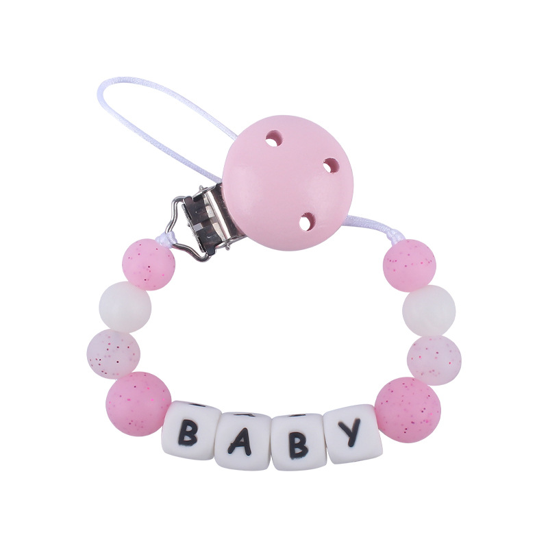 Bebé suministros Hemu chupete clip creativo bebé DIY Nombre de silicona mordedura pegamento molar chupete cadena