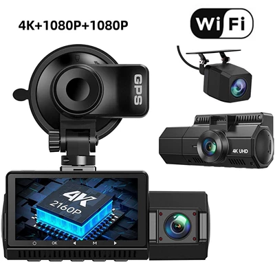 Car Dvr Three-Way Recording Wifi Driving recorder - standard-configuration-4k25k25kcigarette-lighter-car-chargergps