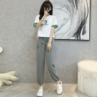 休闲运动服套装女夏季2022新款韩版显瘦气质减龄时尚两件套潮8728