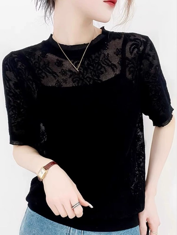 lace knitted summer light and thin breathable base body-friendly sweater, western style
