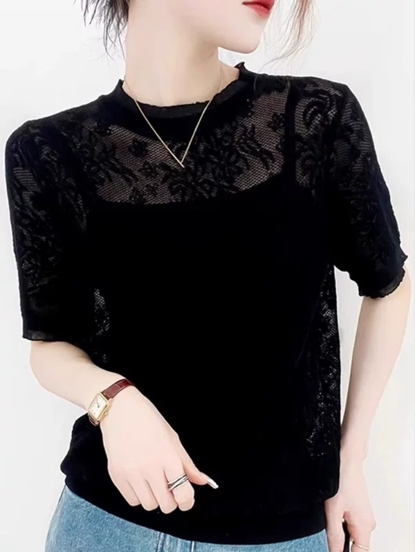 lace knitted summer light and thin breathable base body-friendly sweater, western style