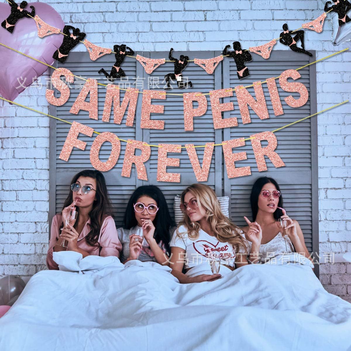 Nuevo estilo transfronterizo decoración de despedida de soltero same penis forever banner tira de la bandera
