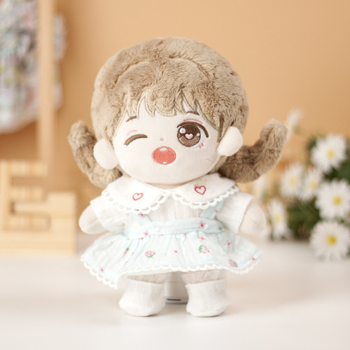 Cotton doll clothes chiffon strawberry suspender skirt 20 cm plush toy doll celebrity doll replacement baby clothes