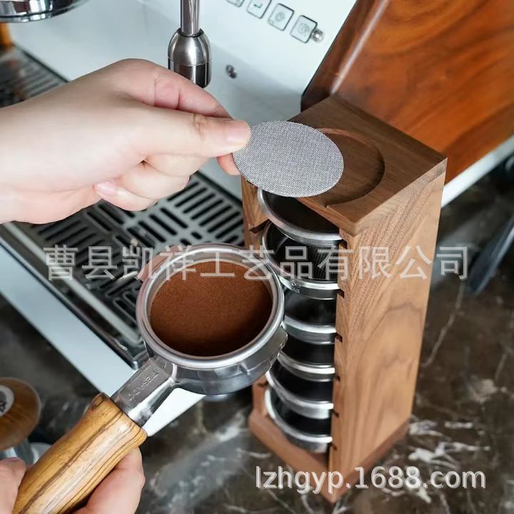 クリエイティブな無垢材のコーヒーパウダーフィルターボウル収納ラックポータブル多層木製ハンドグラインドコーヒーフィルター収納ラック|undefined