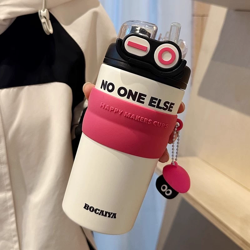 Термокружка для девочек с трубочкой, детская кружка для воды 316, большая вместимость и стильная кружка для студентов, новая кофейная кружка 2025 года