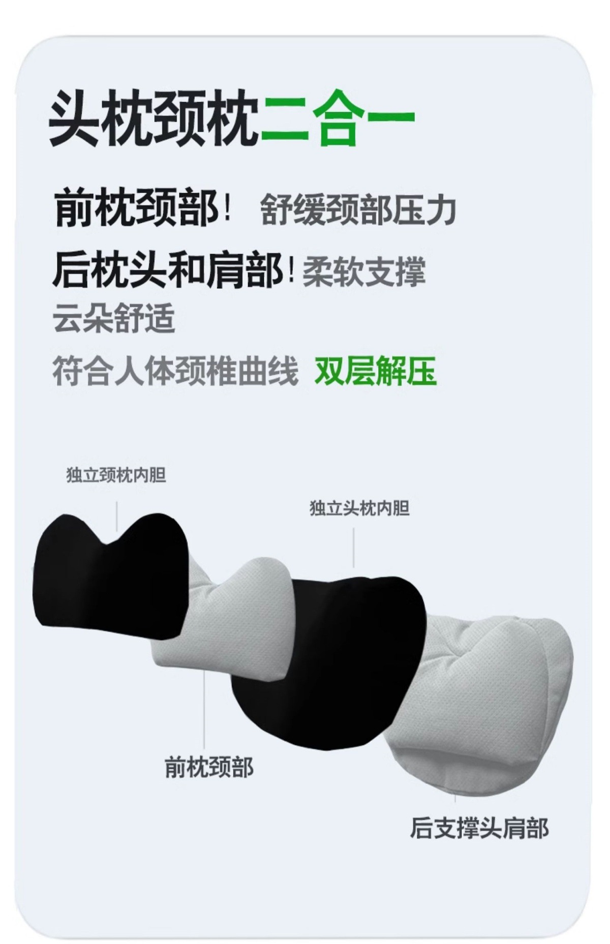 Auto Parts Car Headrest and Lumbar Support Set, Double-Layer Decompression Neck Pillow, High-End Car Cushion and Lumbar Support, Premium Quality