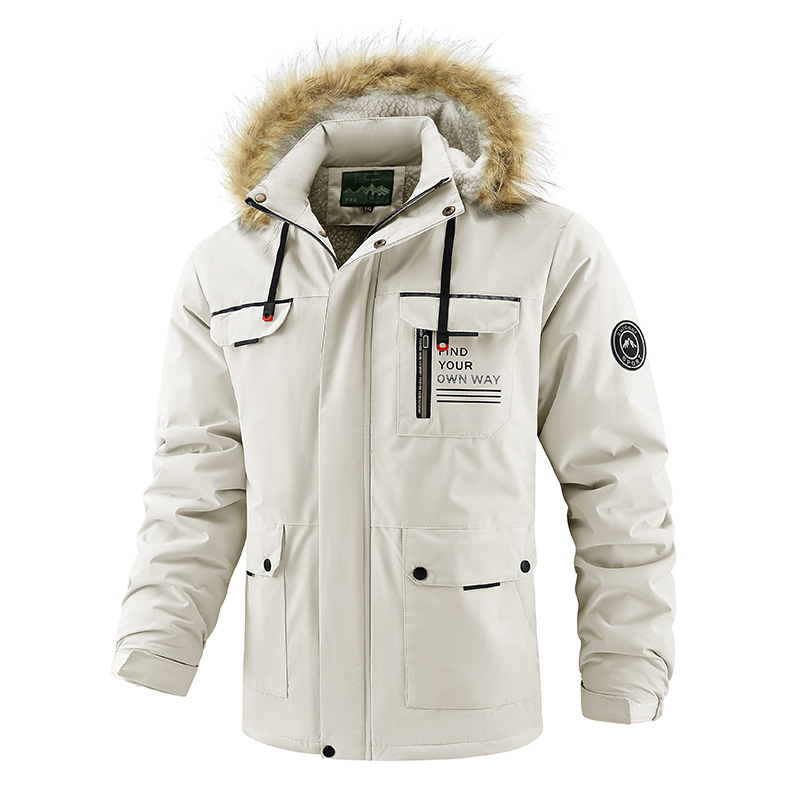 boy Cross-Border Foreign Trade Jacket Winter European And American Workwear Loose Fleece-Lined Warm Fashion Casual Hooded_voghion.com