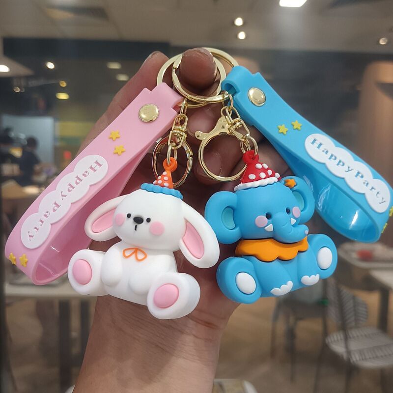 Cute Cartoon Panda Keychain Elephant Rabbit Bear Keychain Doll Creative Bag Pendant Gift Wholesale