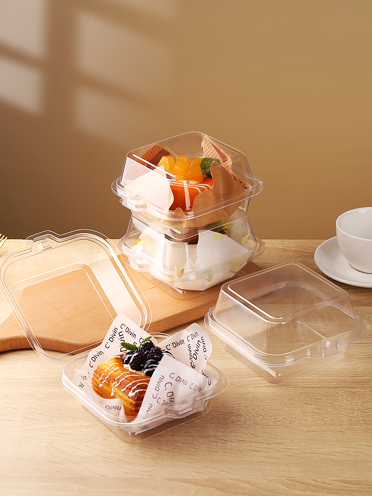 Caja de bento, caja de embalaje de pastel de mousse, caja de embalaje de hamburguesas transparente desechable