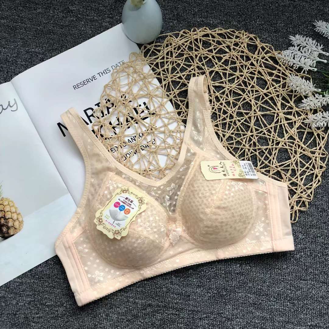 Pechos de verano pequeños ropa interior delgada encaje cómodo transpirable ajustable pechos grandes sin anillo de acero bra mayorista