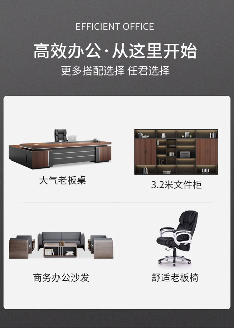 现代大气老板桌双柜总裁办公桌大班台主管桌经理办公桌椅组合家具-阿里巴巴