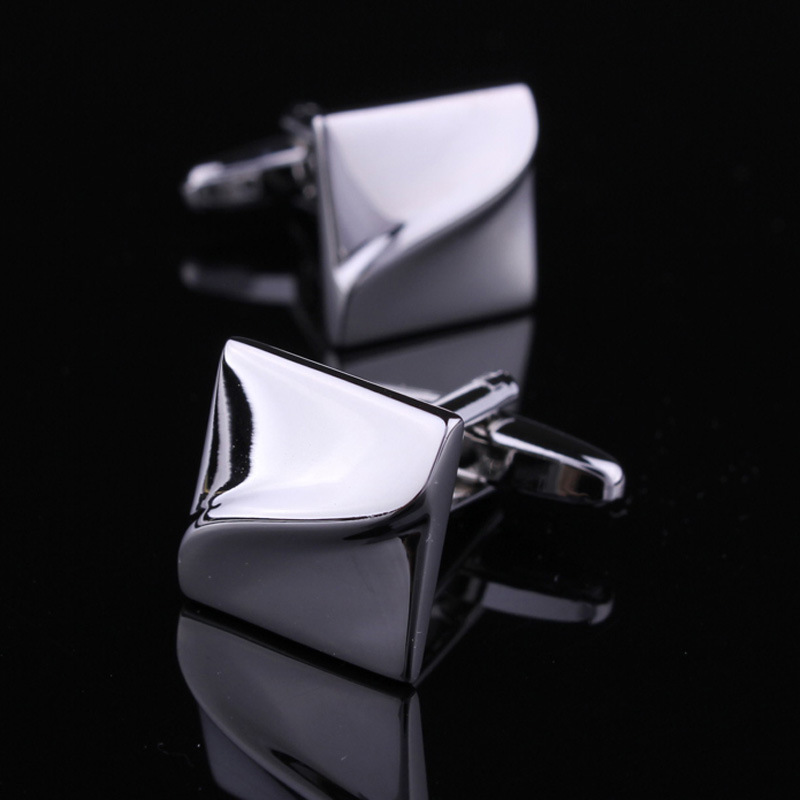 Simple Style High Brightness White Steel Diagonal Embossed Elegant Men's French Cufflinks Cuff Studs