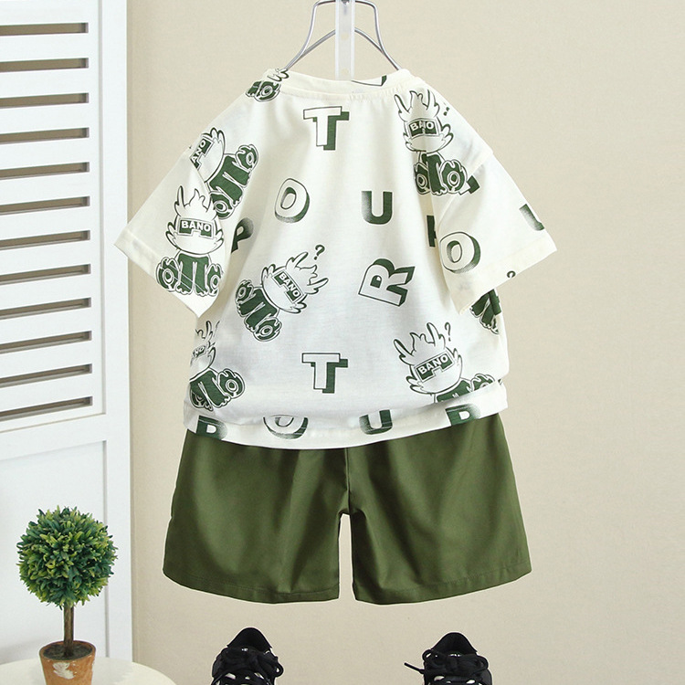 7869 traje de verano para niños 2025 nueva ropa para niños guapos verano manga corta ropa de moda de verano para niños y bebés
