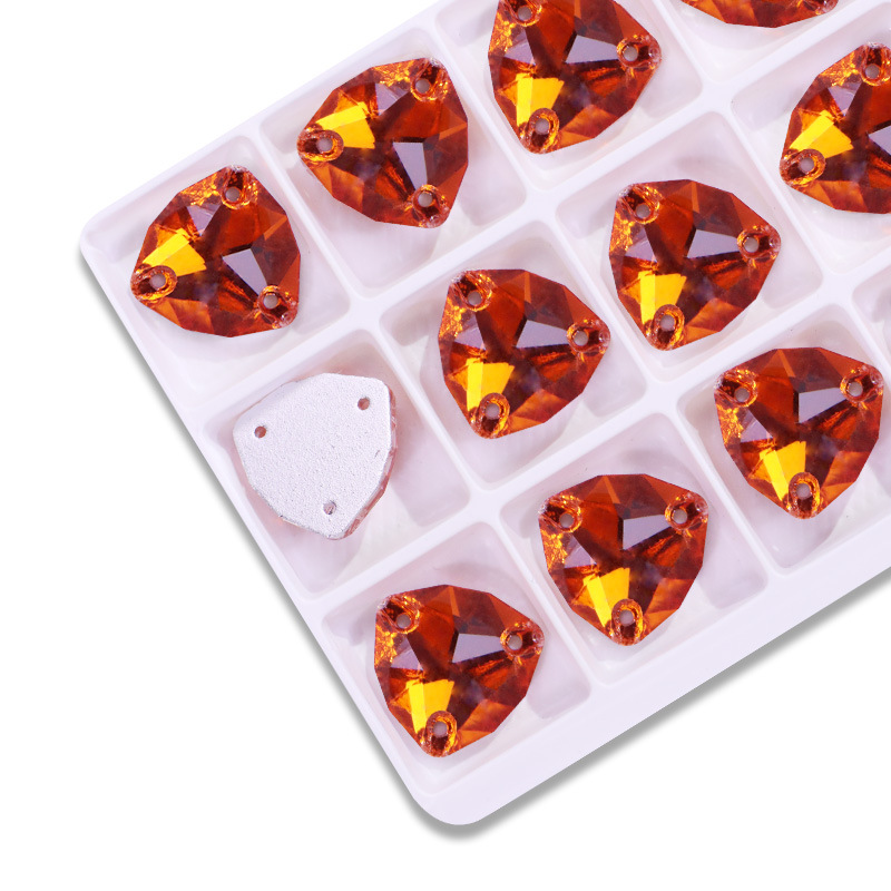 Triángulo gordo plano taladro de costura de mano triángulo gordo de vidrio de botón plano accesorios joyería DIY accesorios de ropa taladro