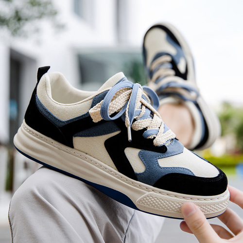 2024 spring new men's sneakers casual fashion trend thick-soled men's shoes Korean style single shoes men's canvas shoes