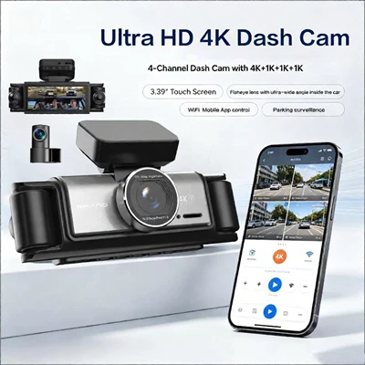 Cross-border four-camera dashcam 4K high-definition night vision wide-angle GPS reversing camera WIFI dashcam