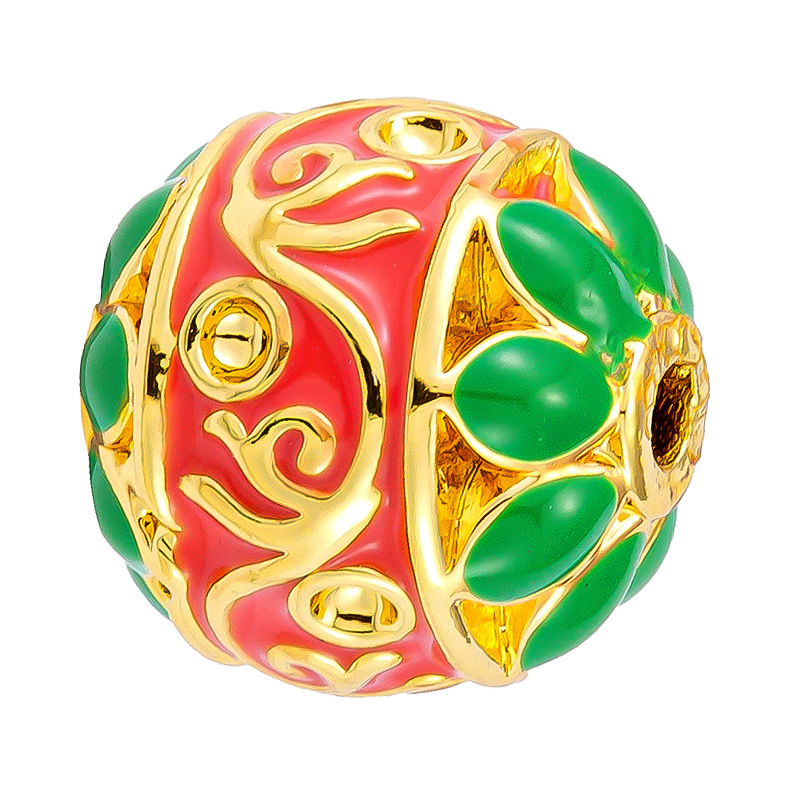 Antiguo método oro goteando aceite azul quemado colgante cuentas Dios de la riqueza atrapador de sueños flor cuentas de tambor accesorios de bricolaje joyería de transferencia