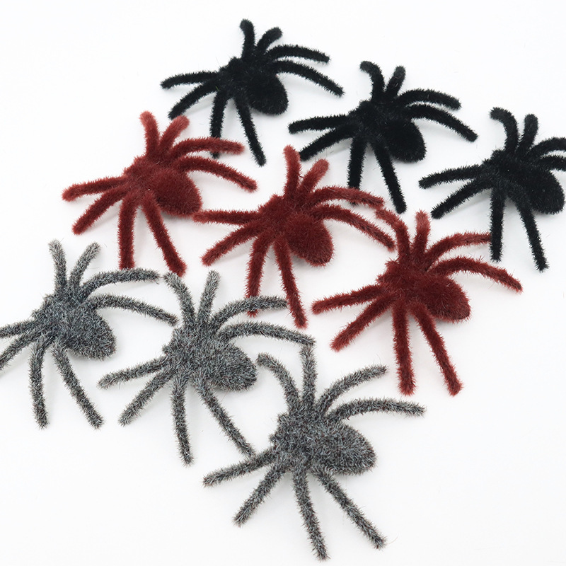 Transfronterizo Halloween flocado araña horror decoración simulación con rebabas hogar casa encantada casa bar productos al aire libre