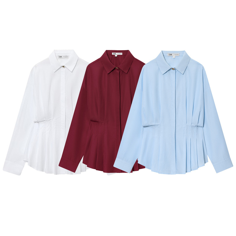 Taop&Za Women's Clothing 2026 Summer New Style European and American Style Fashion Solid Color Poplin Shirt with Lapel 8945340 Taop&Za Women's Clothing 2026 Summer New Style European and American Style Fashion Solid Color Poplin Shirt with Lapel 8945340