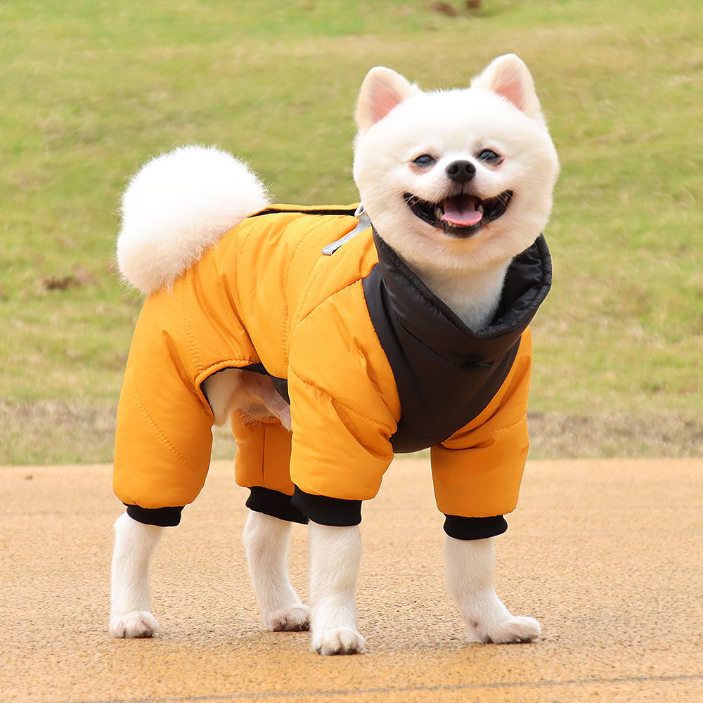 New Winter Solid Color Warm Windproof Dog Cotton Coat display picture 1