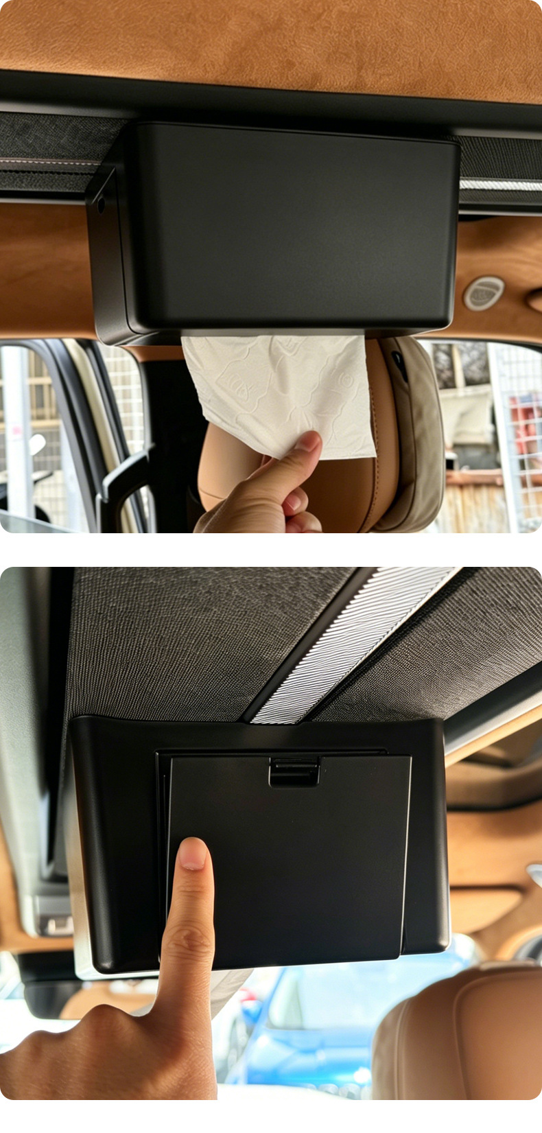 Suitable for Chery Icar V27 Car Roof Tissue Box, Non-Damaging Installation Tissue Box, Car Storage Box Modification Parts