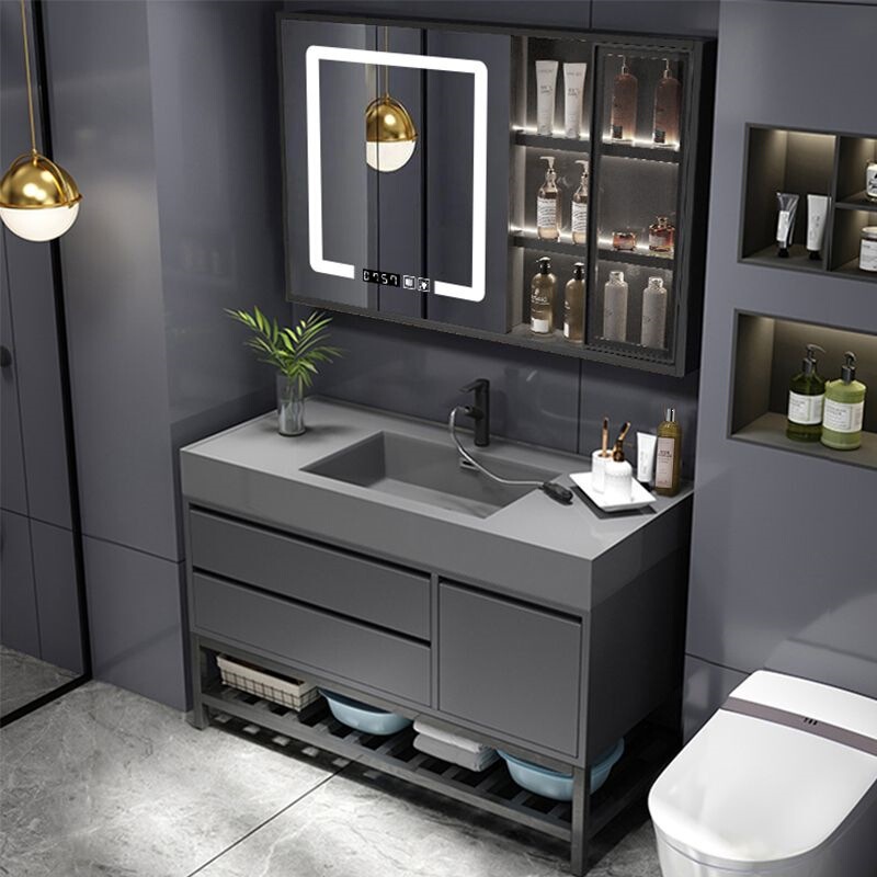 Nano Stone Bathroom Cabinet with Integrated Washbasin Countertop, Washbasin Cabinet Combination, Washbasin, Bathroom Sink