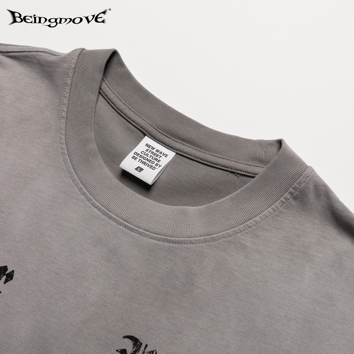 Calle secada| American High Street Personalidad Boxy Top Retro hacer vieja lavado spray impresión camiseta de manga corta para hombre