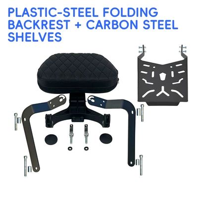 foldable backrest, rear rack, quick-release – Motorcycle bumper - plastic-steel-folding-backrest-rear-rack