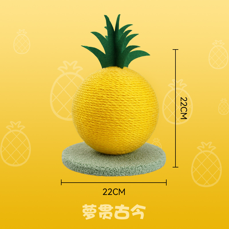 Tablero de agarre de gato Bola de sisal Juguetes de frutas Suministros de garra de pulido de gato pequeño y mediano