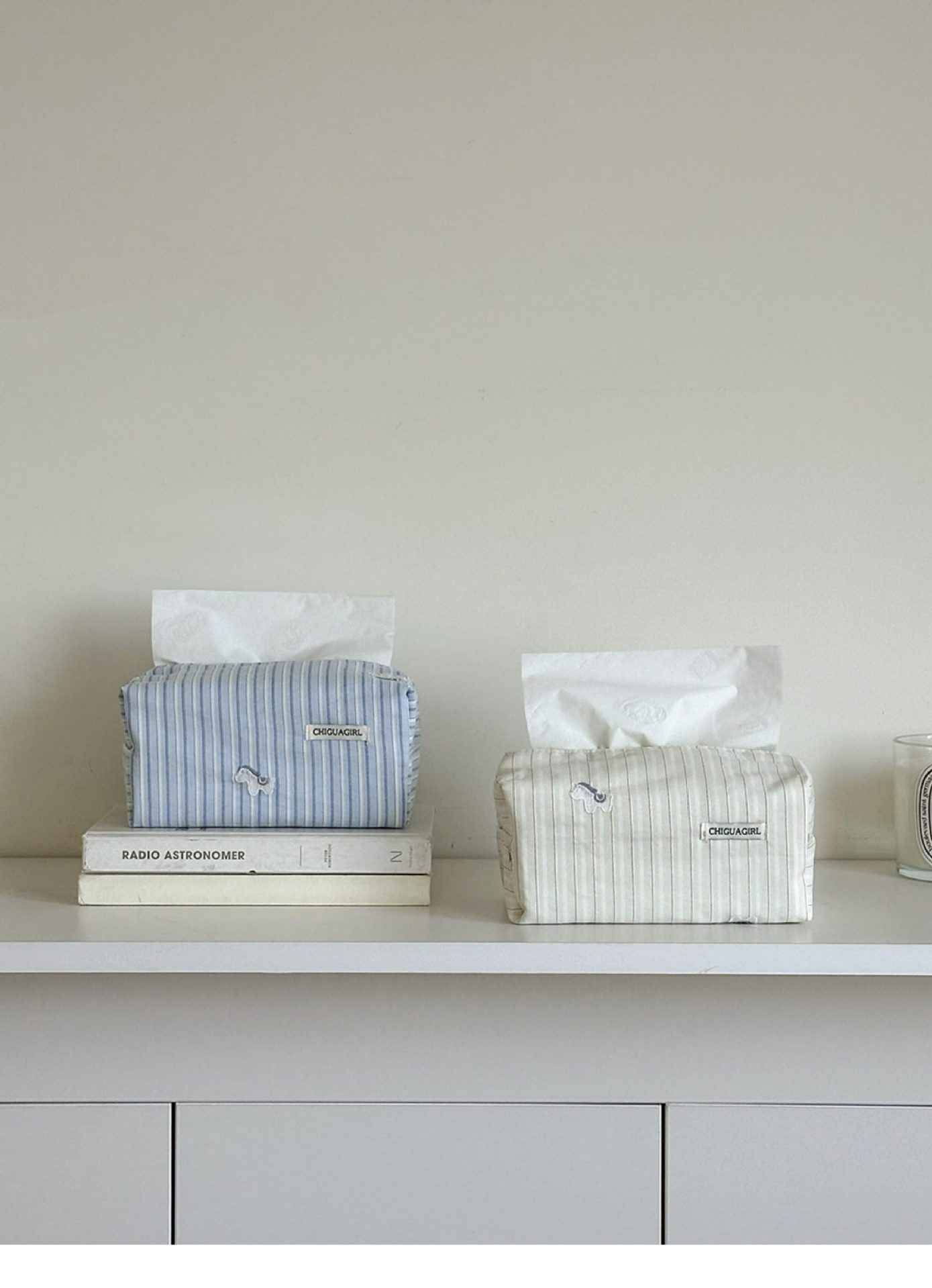 Nordic-style polka dot tissue box, fabric rectangular countertop home storage box, Korean-style ins tissue box decoration