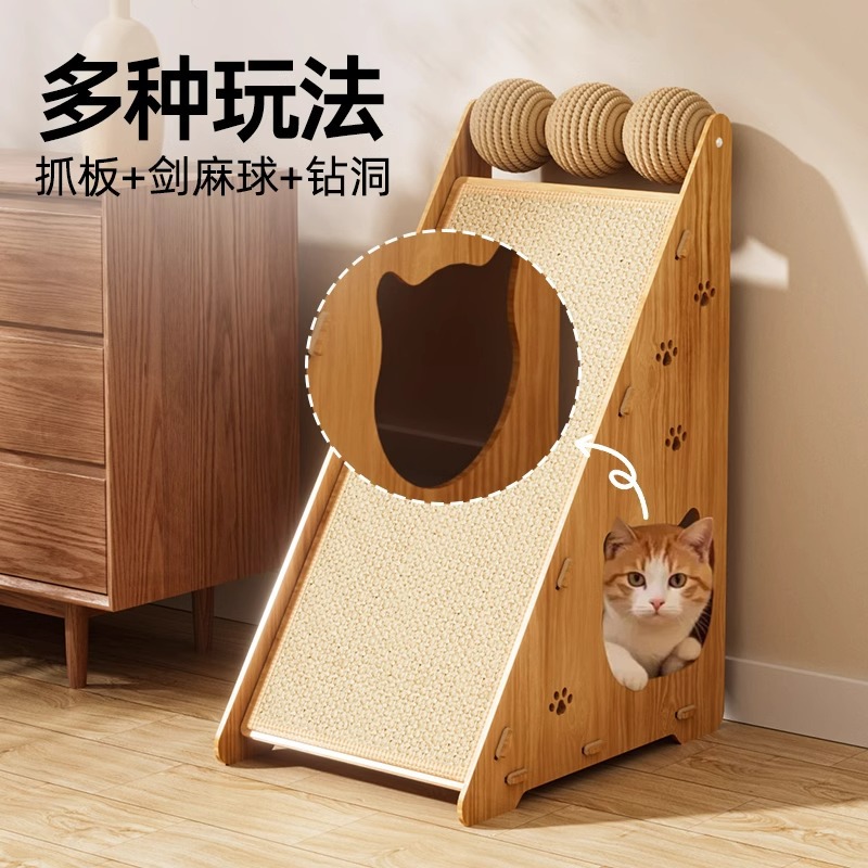 Tablero de agarre vertical de sisal triangular para gatos, peluche para gatos multifuncional, peluche para gatos vertical, garra de molienda para gatos, suministros para gatos