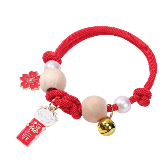 Cat Necklace Camphor Wood Insect Repellent Collar Hand-woven Pet Collar with Bell Adjustable Neck Cat Supplies