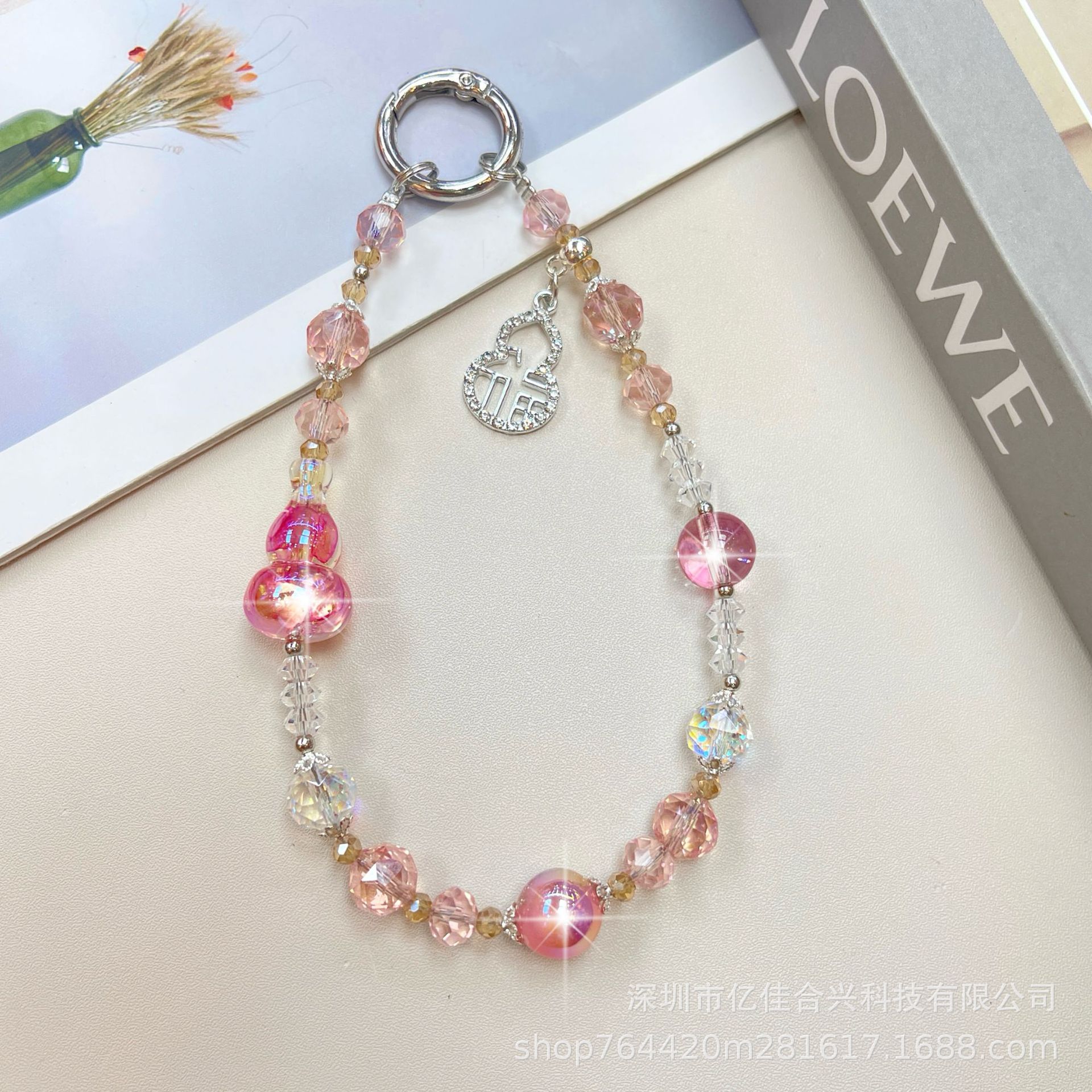 Cadena de teléfono móvil de alta calidad, cristal gypsophila tridimensional, pulsera con cuentas, cordón para teléfono móvil, colgante de caja para teléfono móvil de moda Ruyi