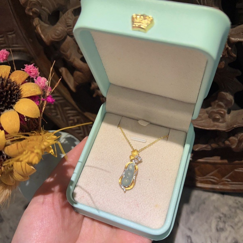 Mặt dây chuyền ngọc bích tự nhiên bạc S925 hình Phật Công, Đậu Phúc, Hồ lô — Đậu Phúc 2, Khuy an toàn, Đậu Phúc 1, Như ý chi tiết 11