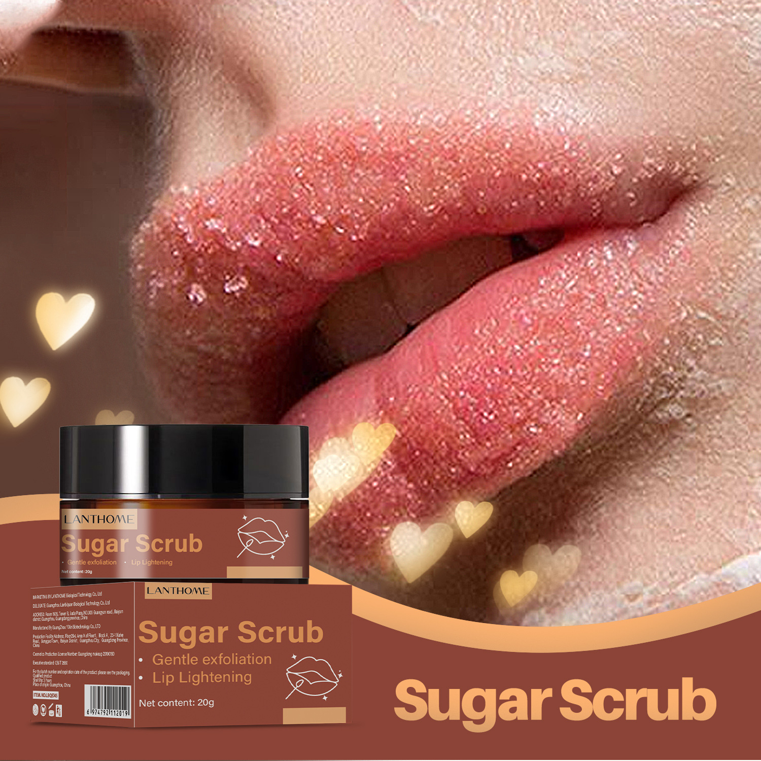 Новый кросс-граничный продукт Lanthome сахарный скраб для губ Lip Scrub, удаление ороговевшей кожи, увлажнение губ