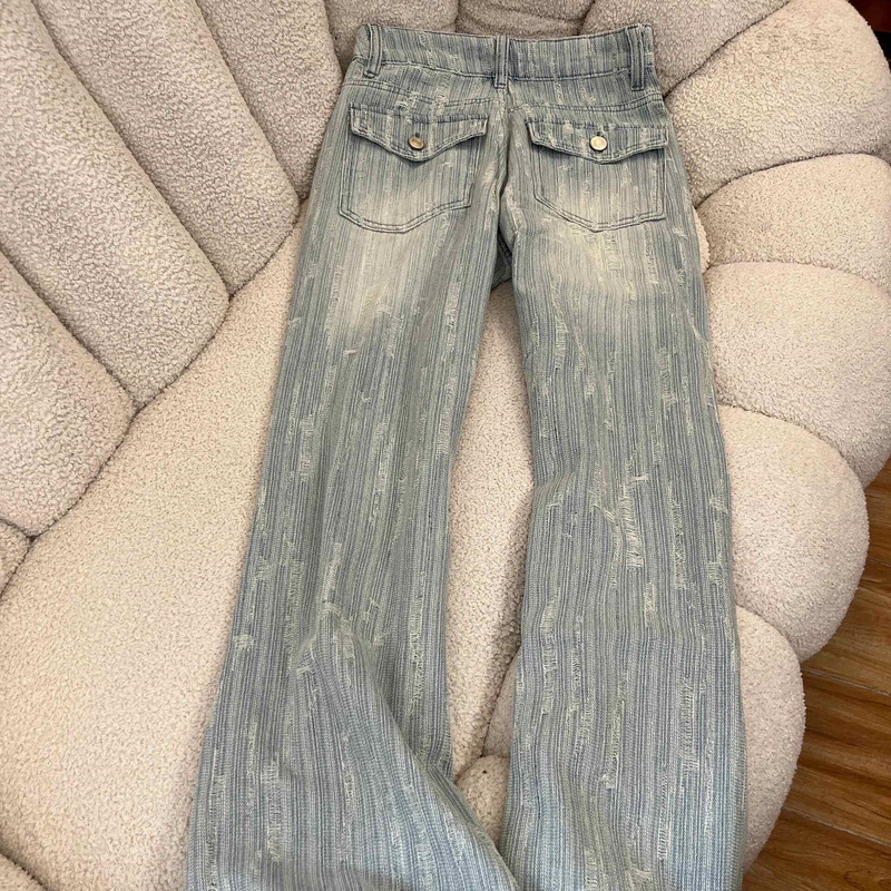 Designed with a Sense of Style, Light-Colored Flared Jeans for Women, New Spring/Summer High-Waisted Loose Fit, Slimming Textured Jacquard Versatile Bootcut Pants Designed with a Sense of Style, Light-Colored Flared Jeans for Women, New Spring/Summer High-Waisted Loose Fit, Slimming Textured Jacquard Versatile Bootcut Pants