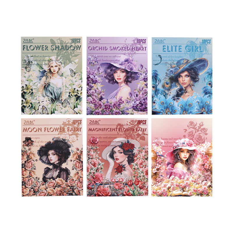 Belleza floreciente retro personaje y papel pegatinas bolsas diy cuaderno diario material de decoración pegatinas de chicas europeas y americanas