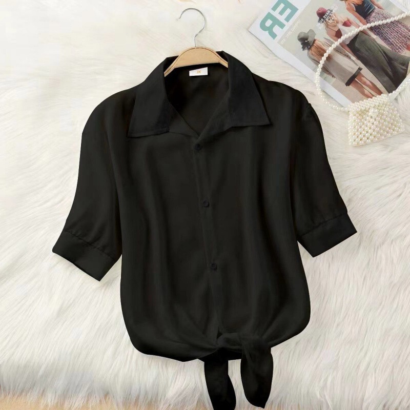 Women's short-sleeved shirt in Chanel style, Korean version, loose-fitting top, new summer versatile bow shirt, trendy women's clothing Women's short-sleeved shirt in Chanel style, Korean version, loose-fitting top, new summer versatile bow shirt, trendy women's clothing