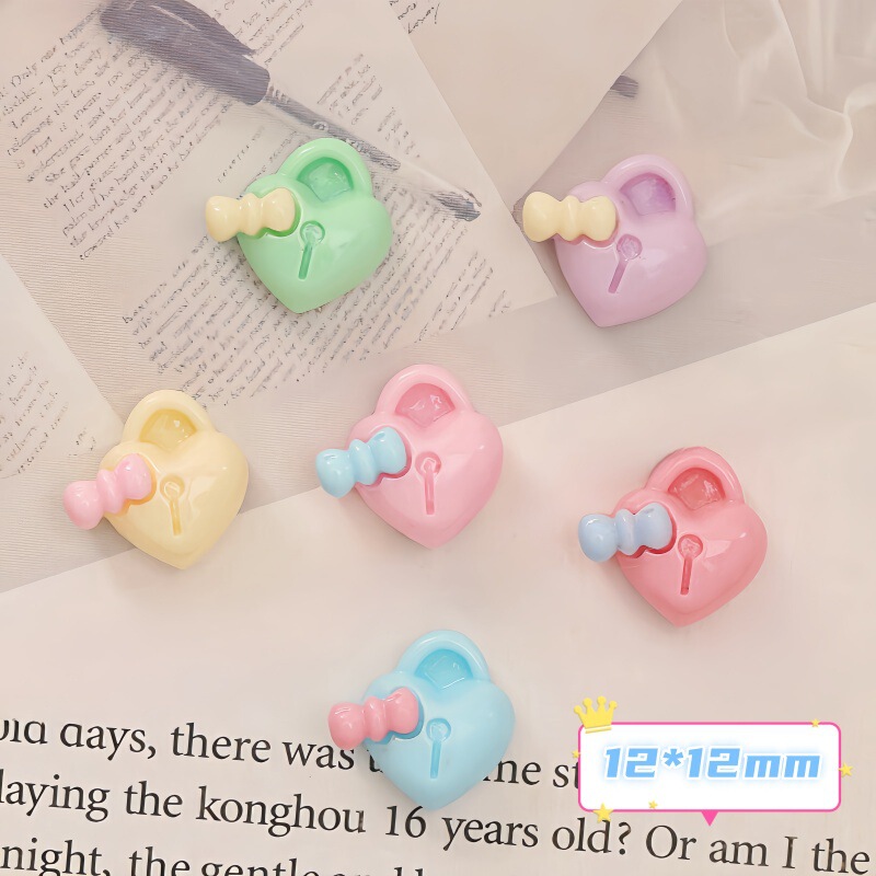 Mini Mixed Macaron Color Love Lock Resin Accessories Cream Glue Nail Ear Stud Button Accessories Accessories