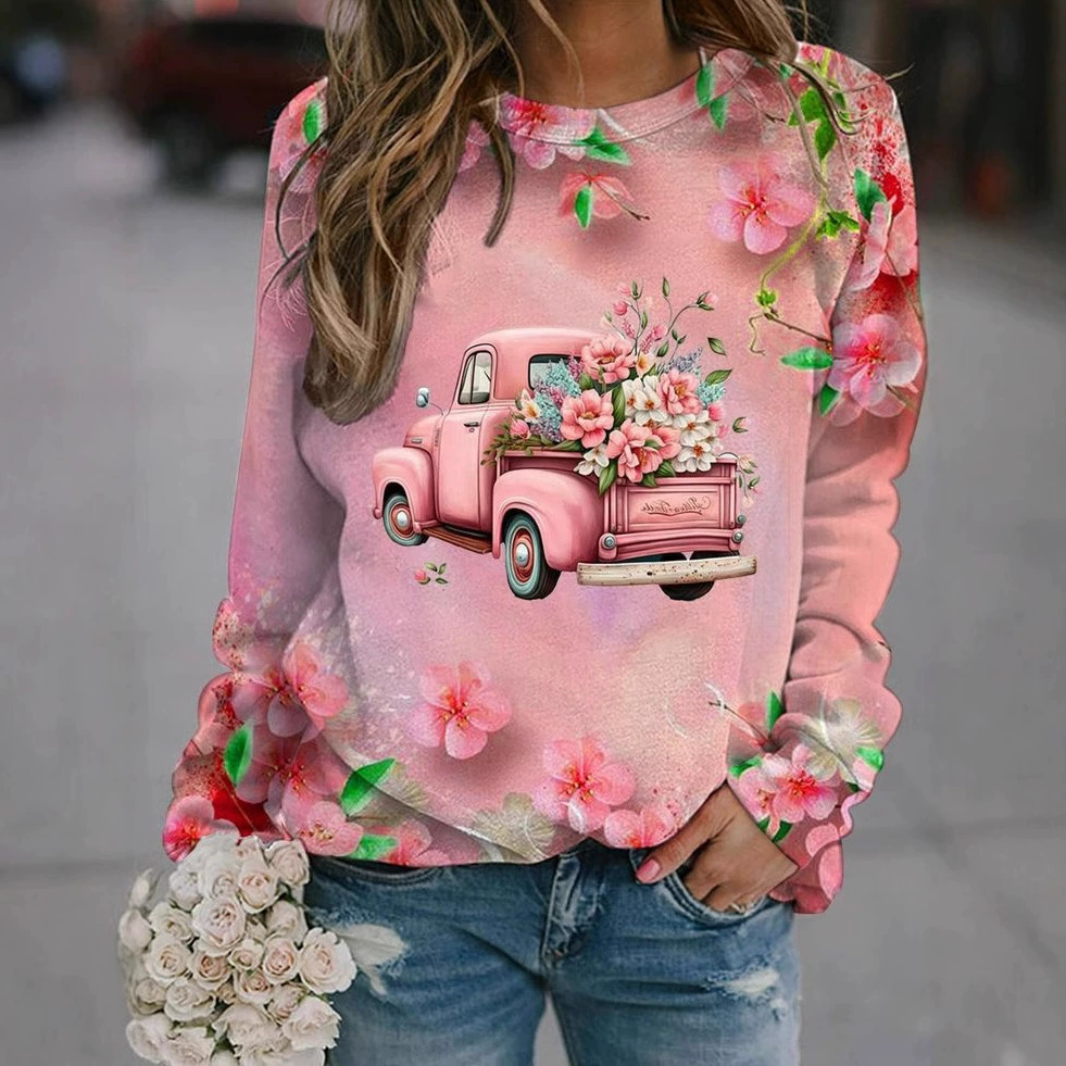 Европейский и американский трансграничный 2025 новый повседневный дикий модный тренд высокого качества 3d принт с длинными рукавами и круглым воротником свитера