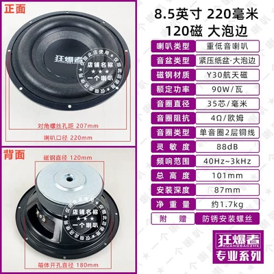 Car speaker/subwoofer | DIY home and car - 85-inch-120-magnet-black-90w